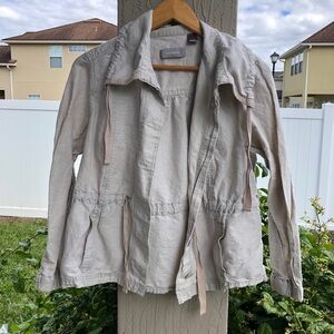Liz Claiborne Women's Beige Jacket Lightweight Cotton Linen Lagenlook Medium